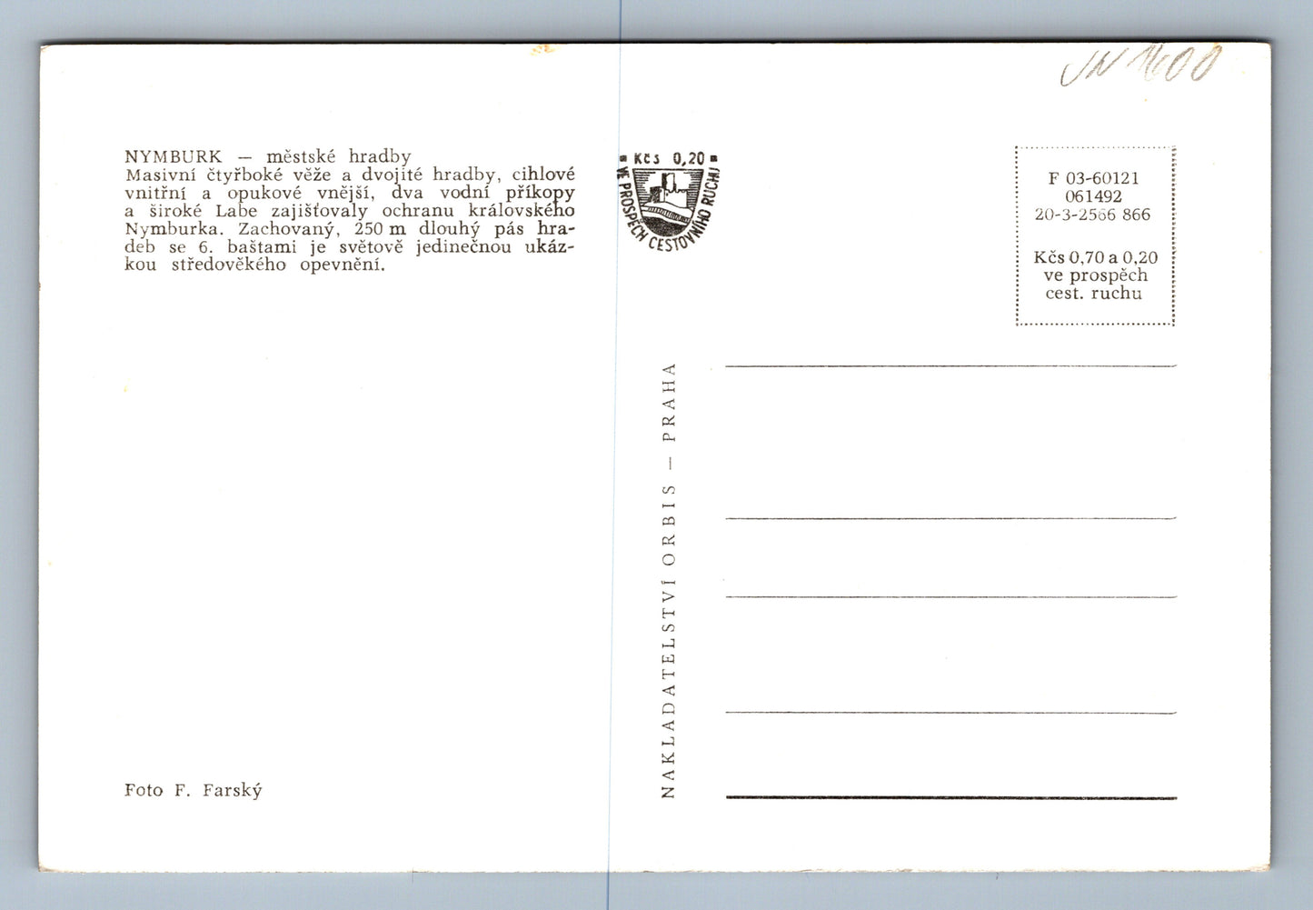 Postcard Nymburk city walls (JN1600)