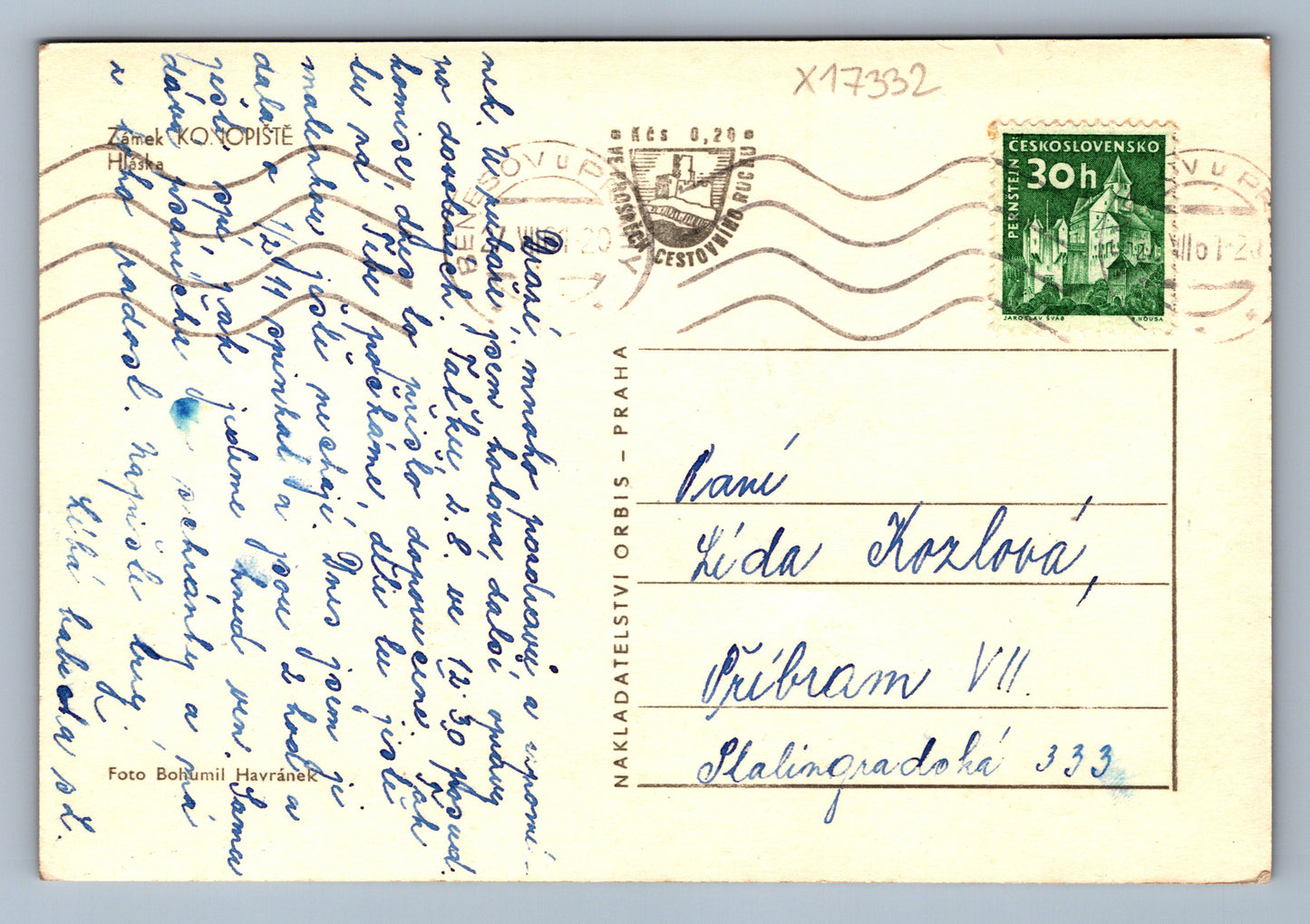 Postcard KONOPIŠTE CASTLE (x17332)