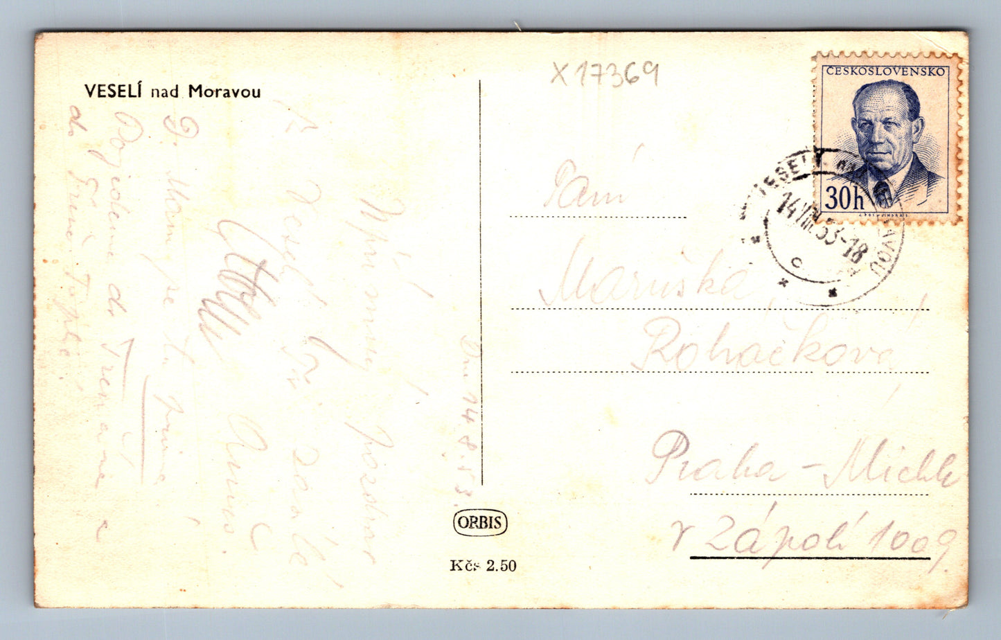 Pohlednice VESELÍ NAD MORAVOU (x17369)