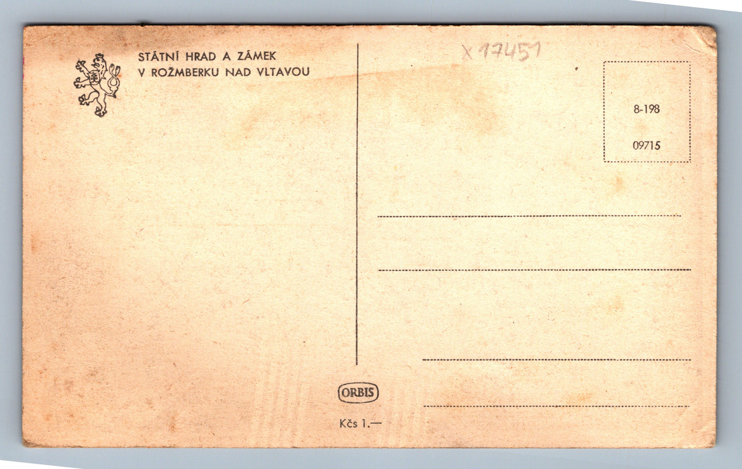 Pohlednice STÁTNÍ HRAD A ZÁMEK V ROŽMBERKU NAD VLTAVOU (x17451)
