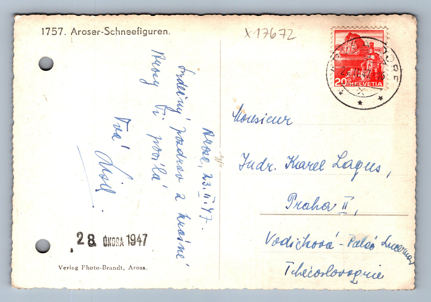 Pohlednice AROSER - SCHNEEFIGUREN (x17672)