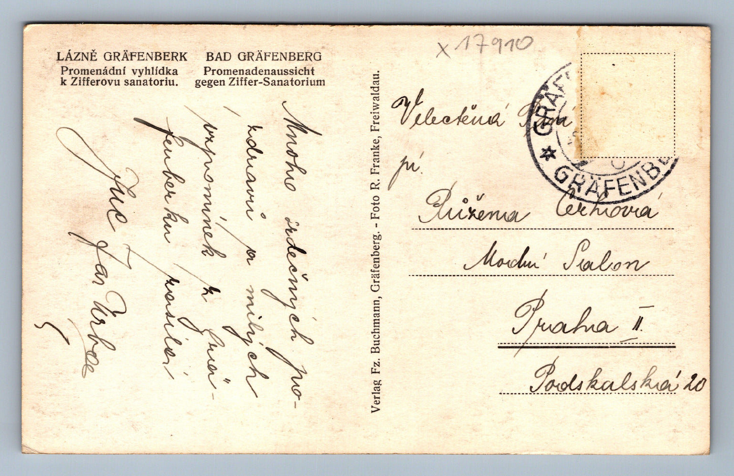Pohlednice LÁZNĚ GRÄFENBERK (x17910)