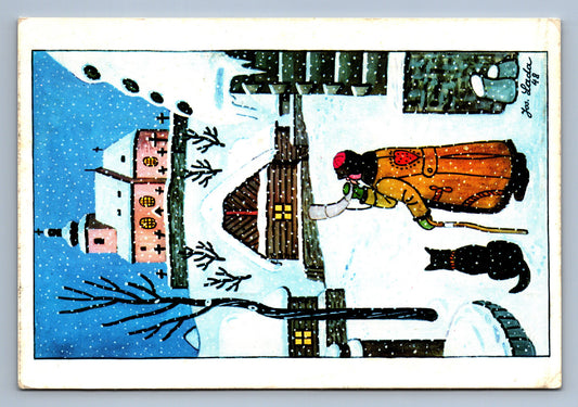 Pohlednice RADOSTNÉ VÁNOCE A ŠŤASTNÝ NOVÝ ROK PODLE J. LADY (x18359)