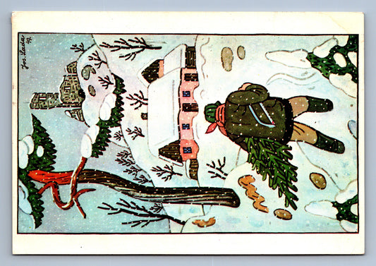 Pohlednice VÁNOCE A ŠŤASTNÝ NOVÝ ROK ZIMA PODLE J. LADY (x18375)