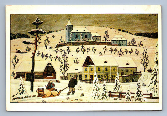 Pohlednice VÁNOCE A ŠŤASTNÝ NOVÝ ROK ZIMA PODLE J. LADY (x18380)