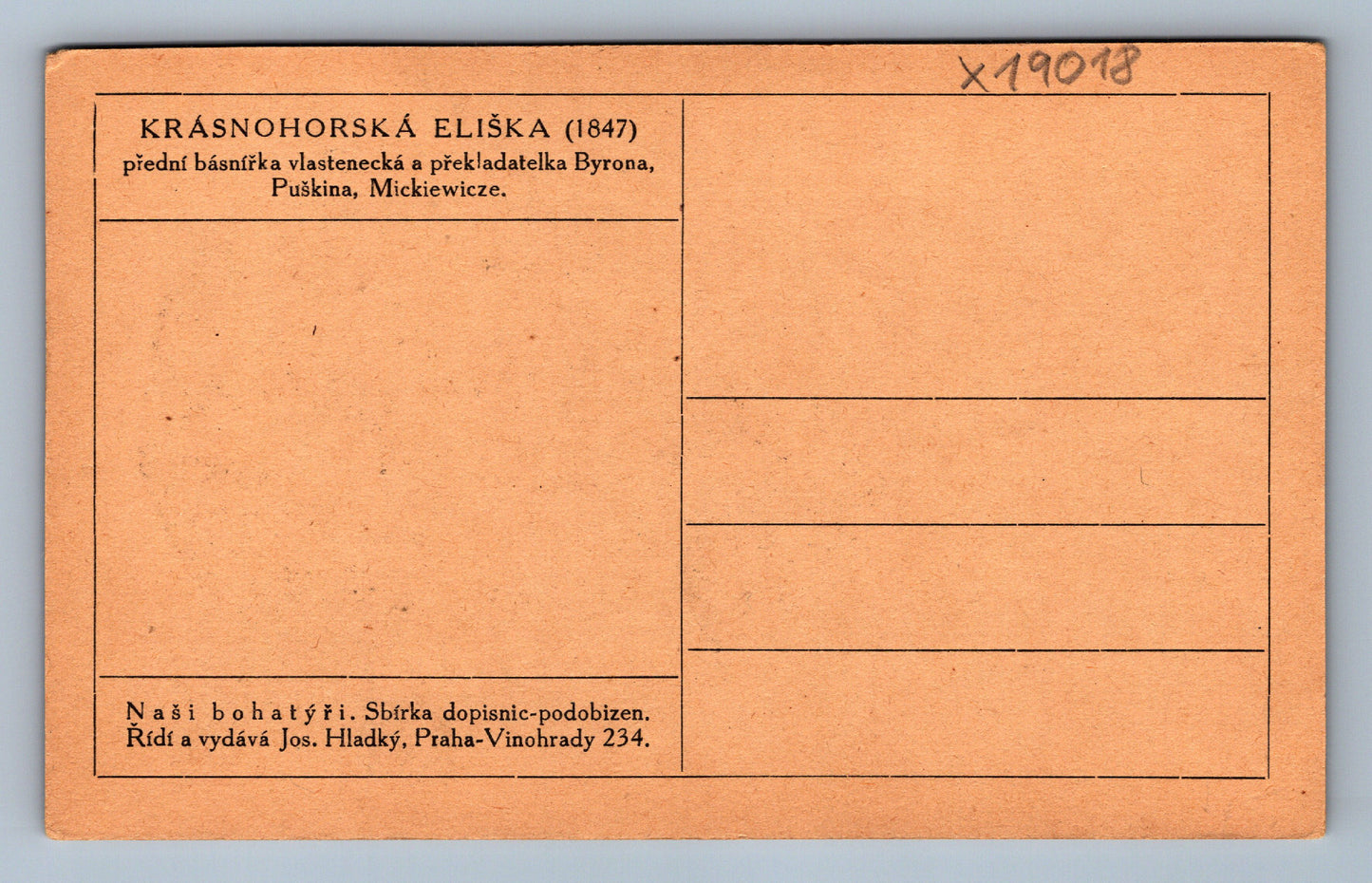 Pohlednice ELIŠKA KRÁSNOHORSKÁ (x19018)