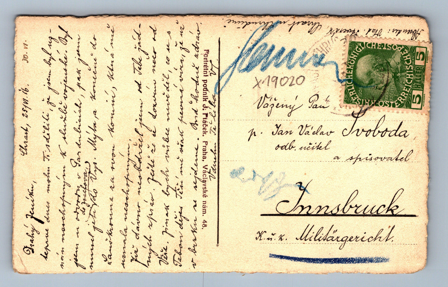 Pohlednice J. PTÁČEK, PRAHA VÁCLAV. NÁMĚSTÍ (x19020)