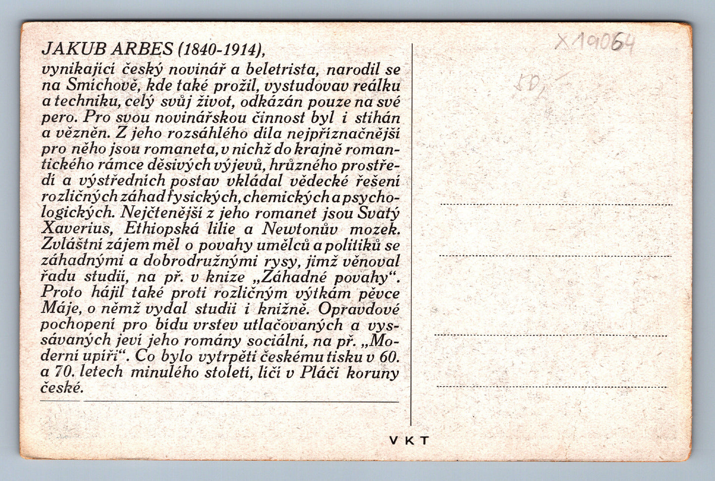 Pohlednice JAKUB ARBES (x19064)