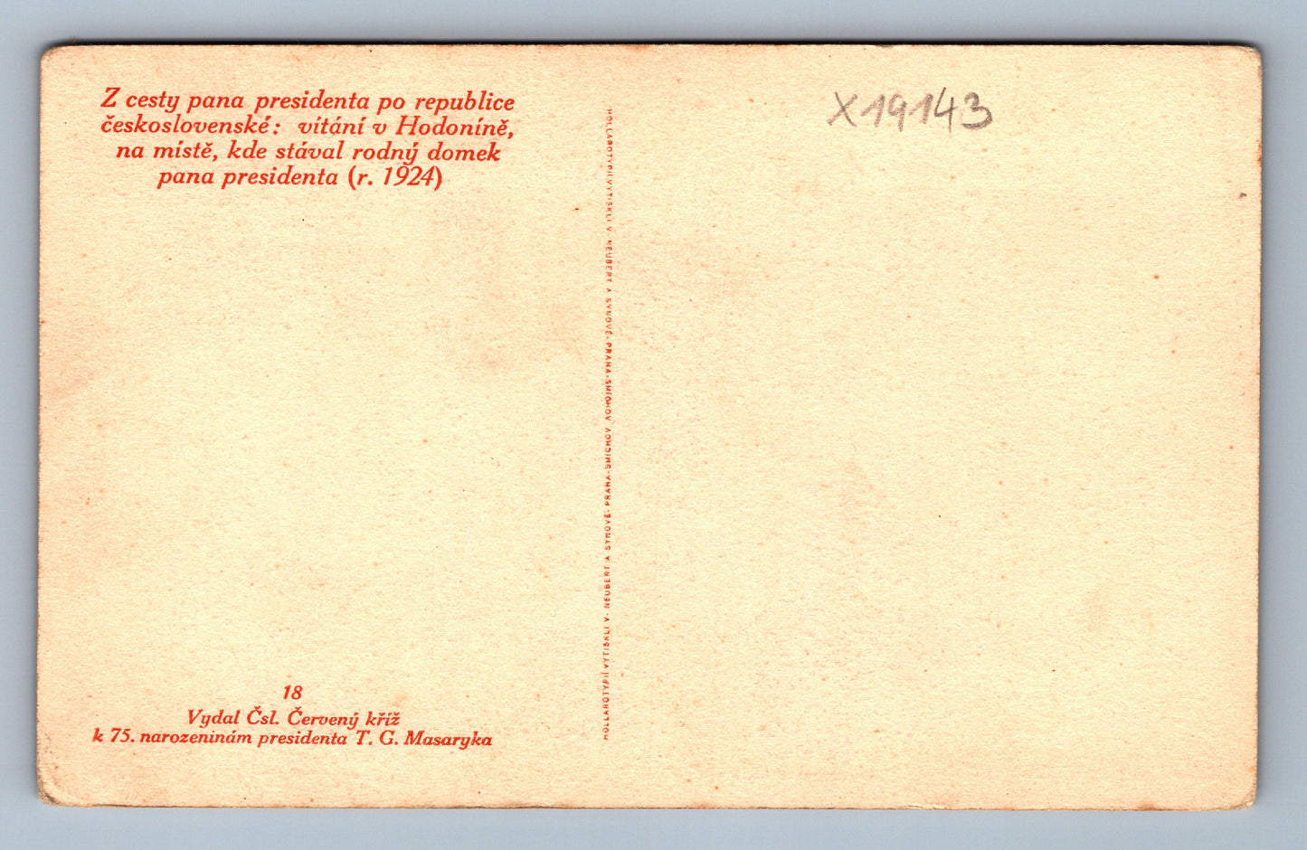 Pohlednice Z CESTY PANA PRESIDENTA PO REPUBLICE ČESKOSLVENSKÉ (x19143)