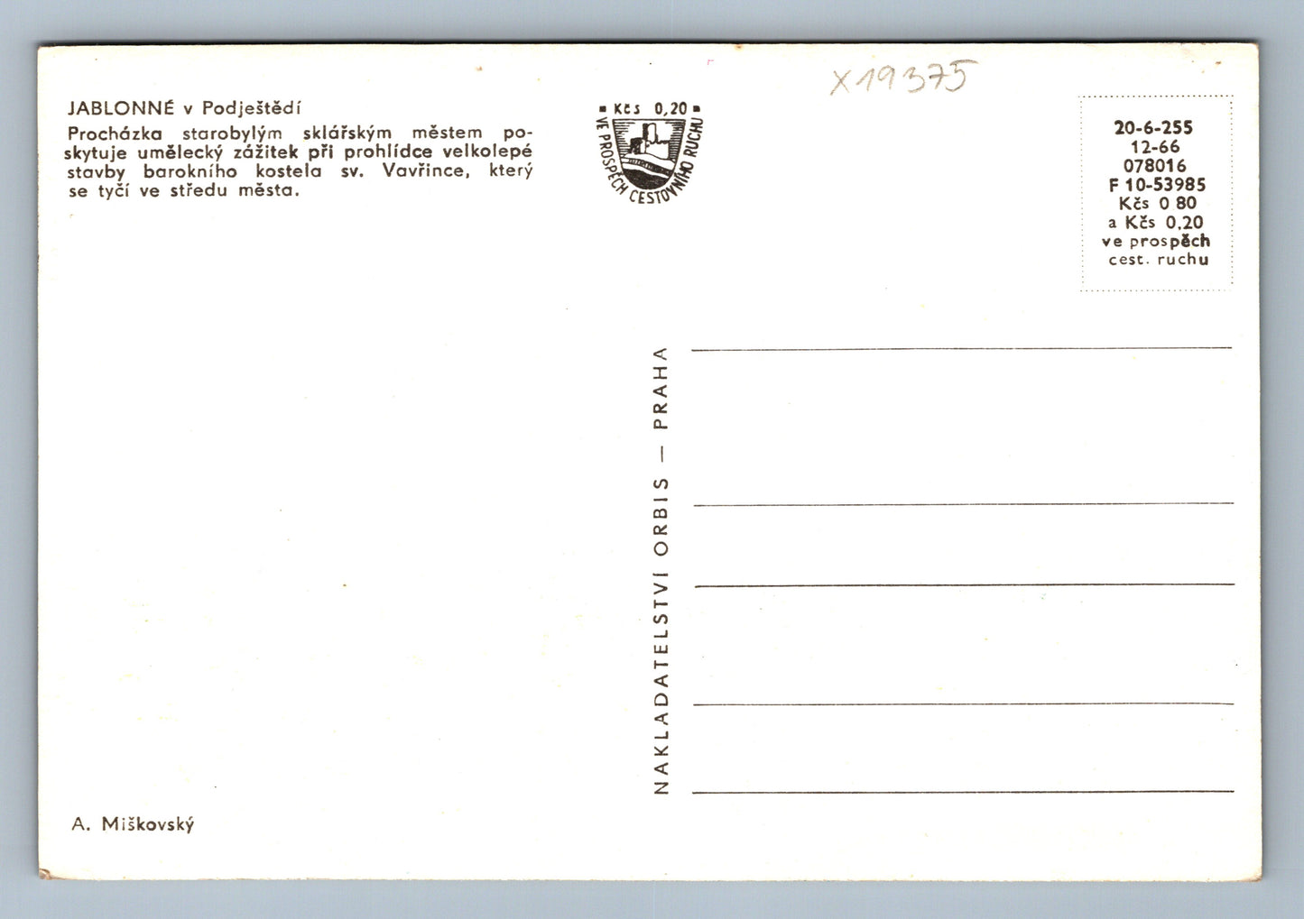 Pohlednice JABLONEC V PODJEŠTĚDÍ (x19375)