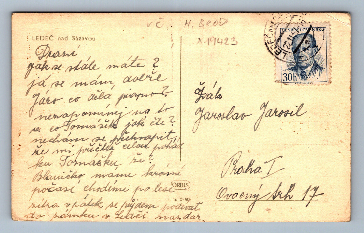 Pohlednice LEDEČ NAD SÁZAVOU (x19423)