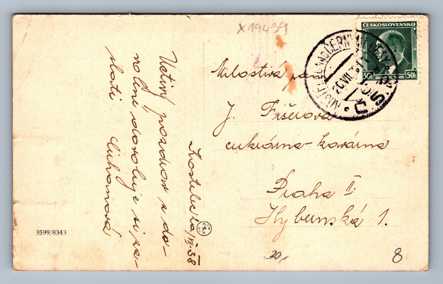 Pohlednice KOSTELEC N. ČERNÝMI LESY. ZÁMEK (x19439)