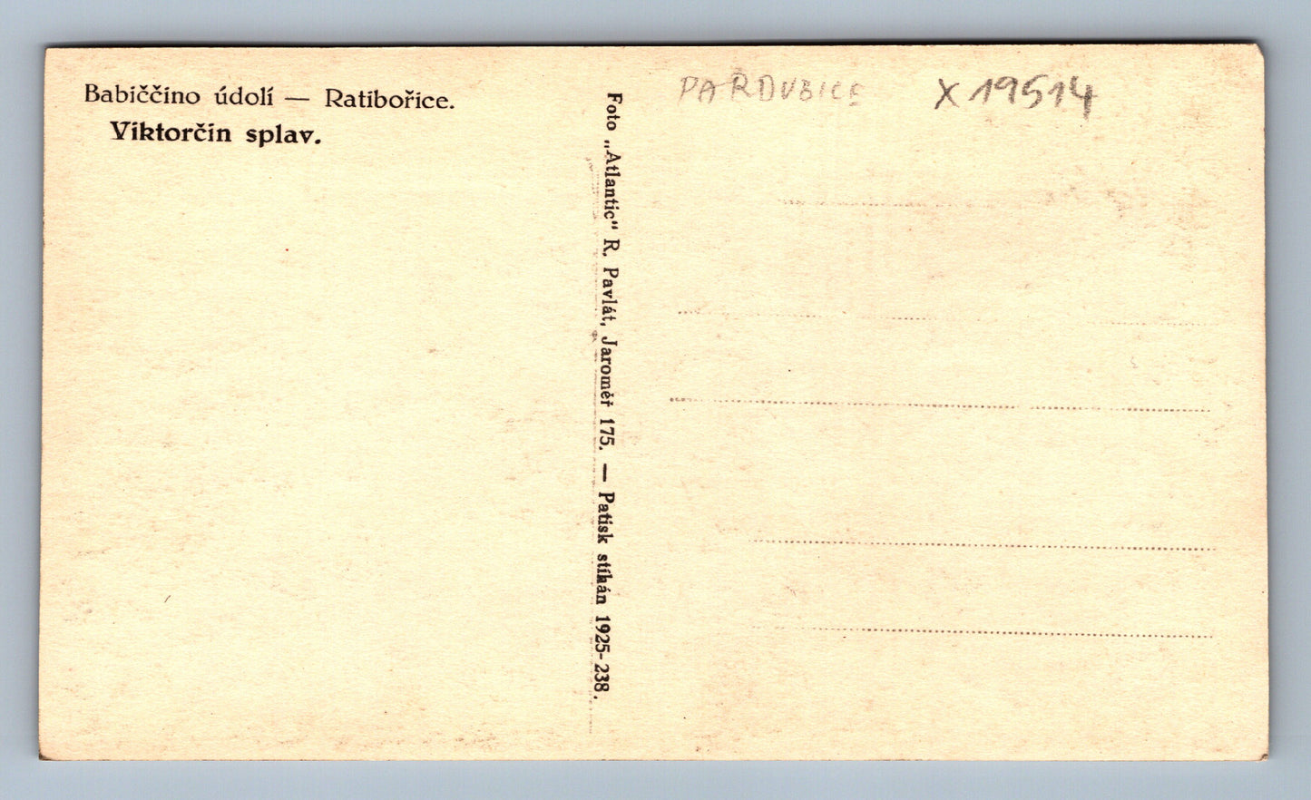 Pohlednice BABIČČINO ÚDOLÍ - RATIBOŘICE - VIKTORČIN SPLAV (x19514)