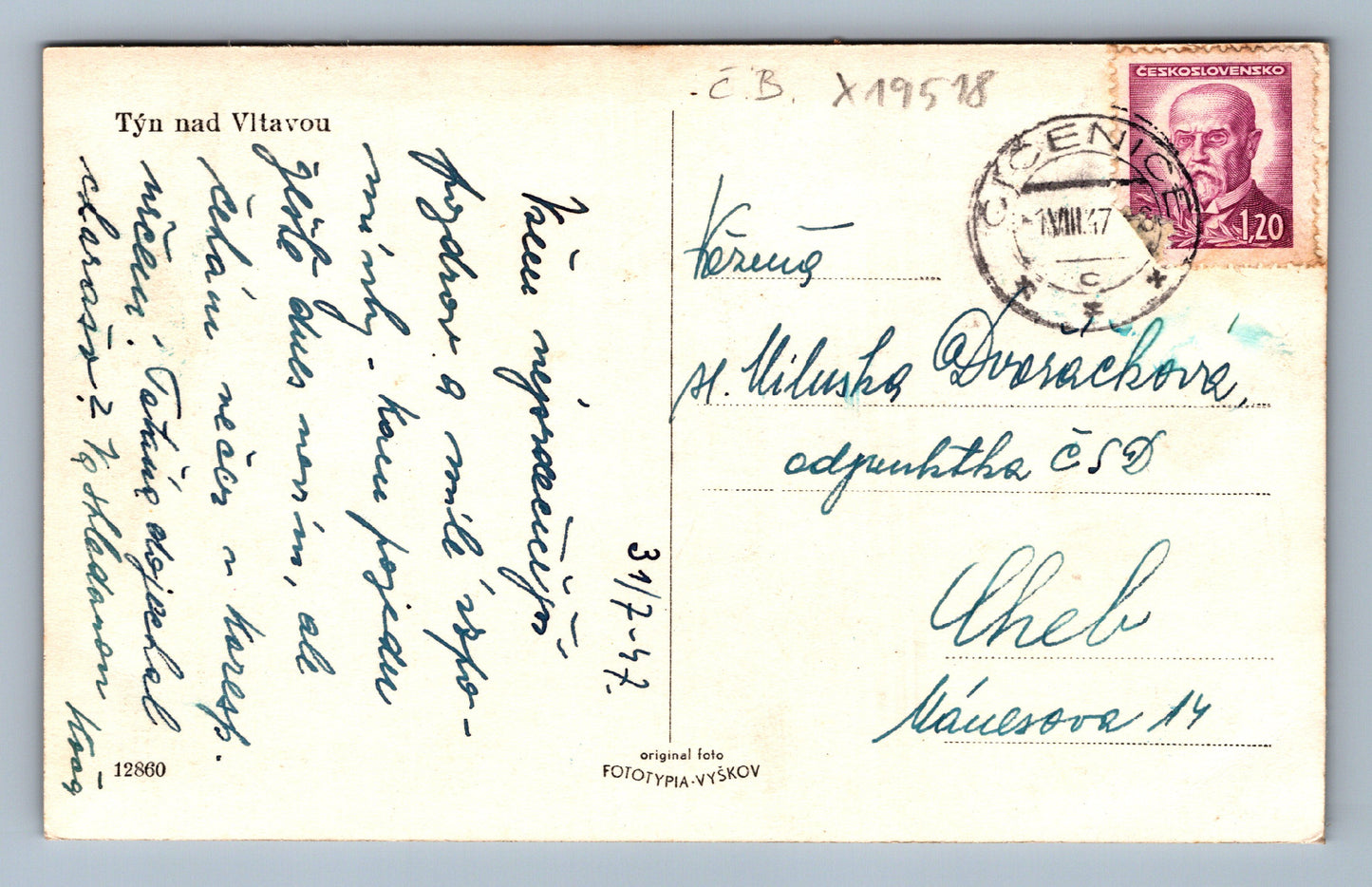 Postcard TYN NAD VLTAVOU (x19518)