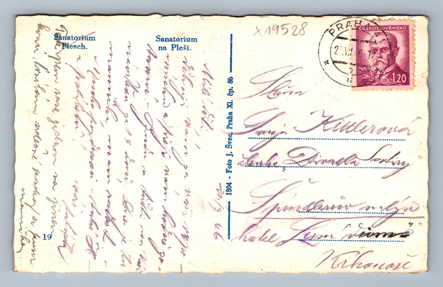 Pohlednice SANATORIUM NA PLEŠI (x19528)