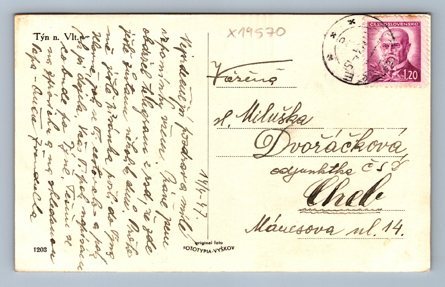 Postcard TYN NAD VLTAVOU (x19570)