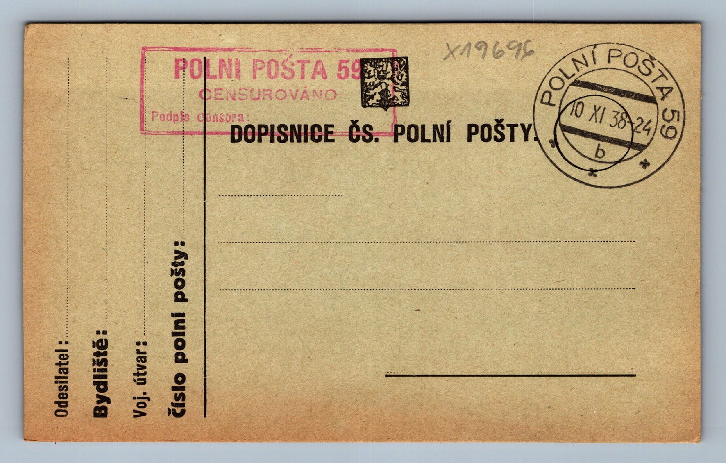 Pohlednice DOPISNICE POLNÍ POŠTA 59 (x19696)