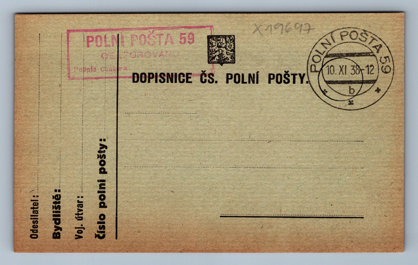 Pohlednice DOPISNICE POLNÍ POŠTA 59 (x19697)
