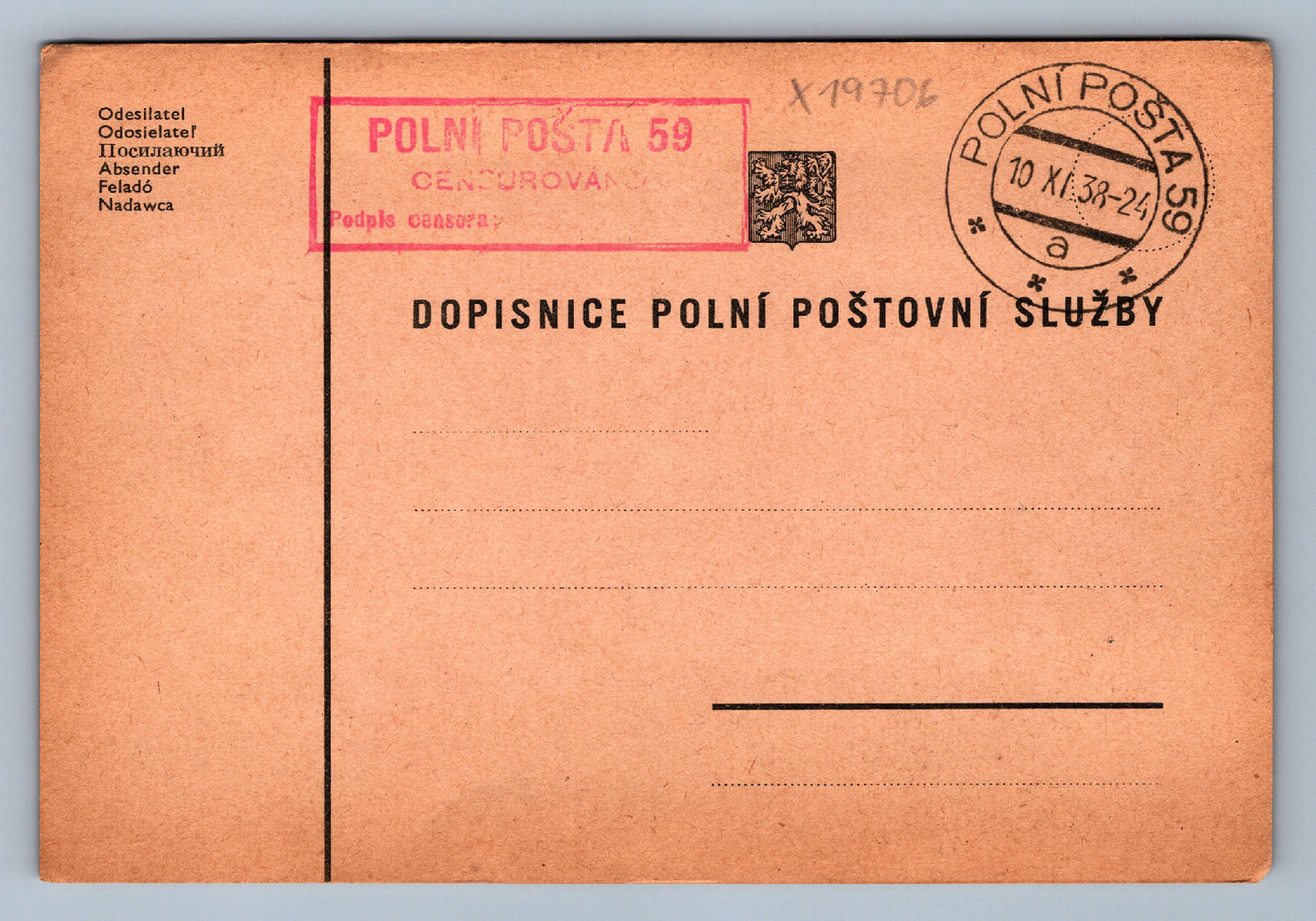 Pohlednice DOPISNICE POLNÍ POŠTA 59 (x19706)