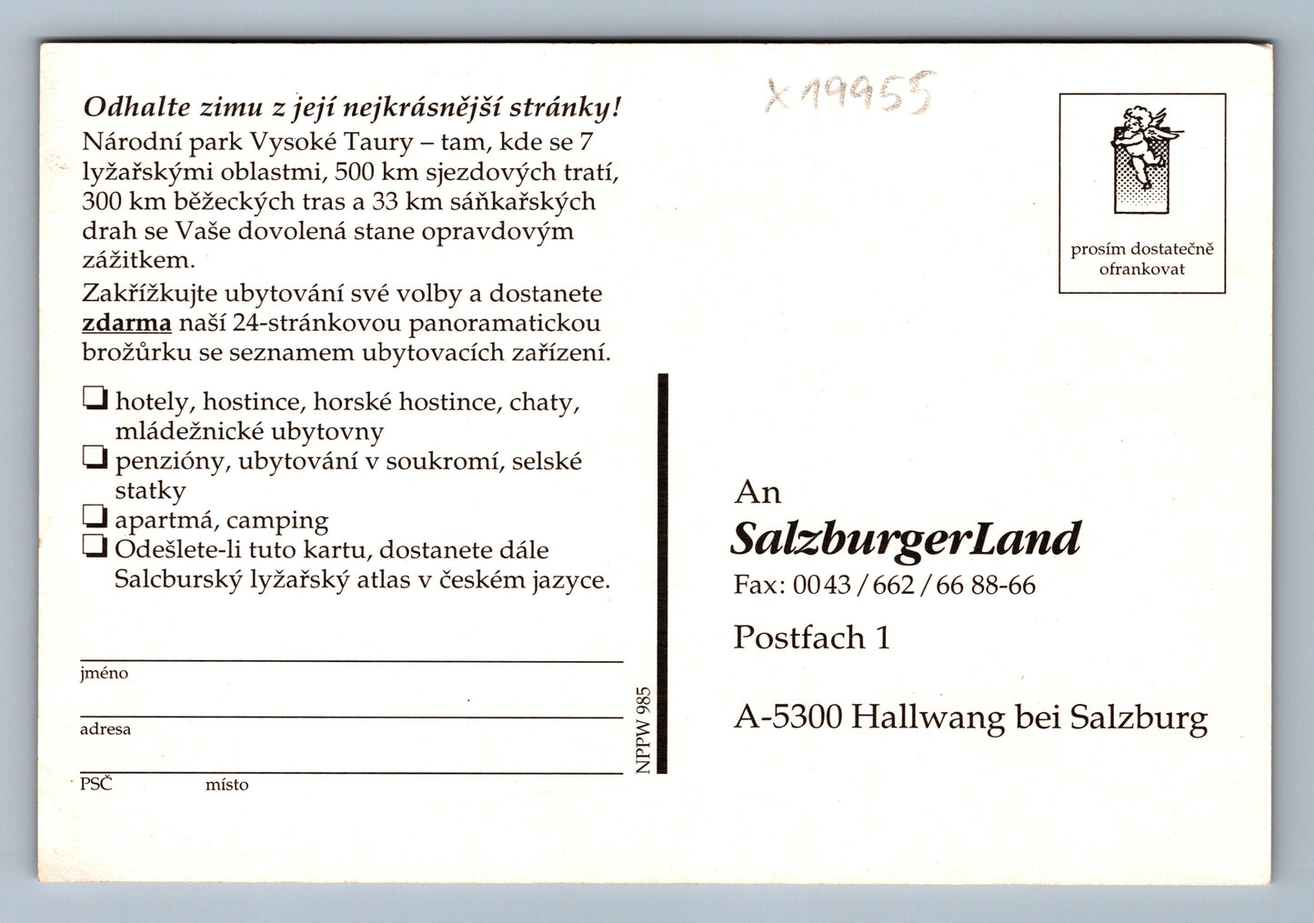 Pohlednice VÍTEJTE V NÁRODNÍM PARKU (x19955)