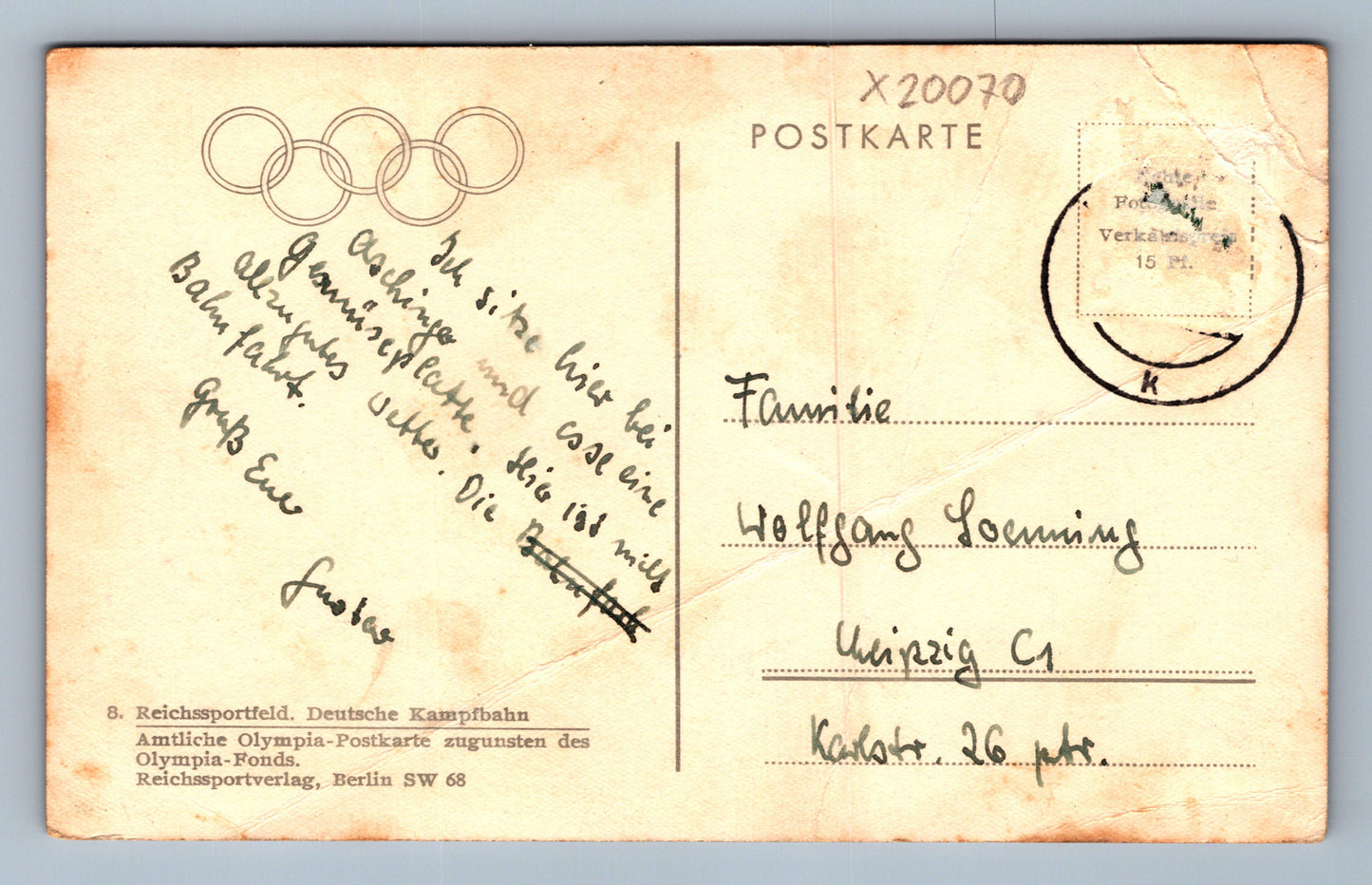 Pohlednice REICHSSPORTFELD. DEUTCHE KAMPFAHN olimpiada (x20070)