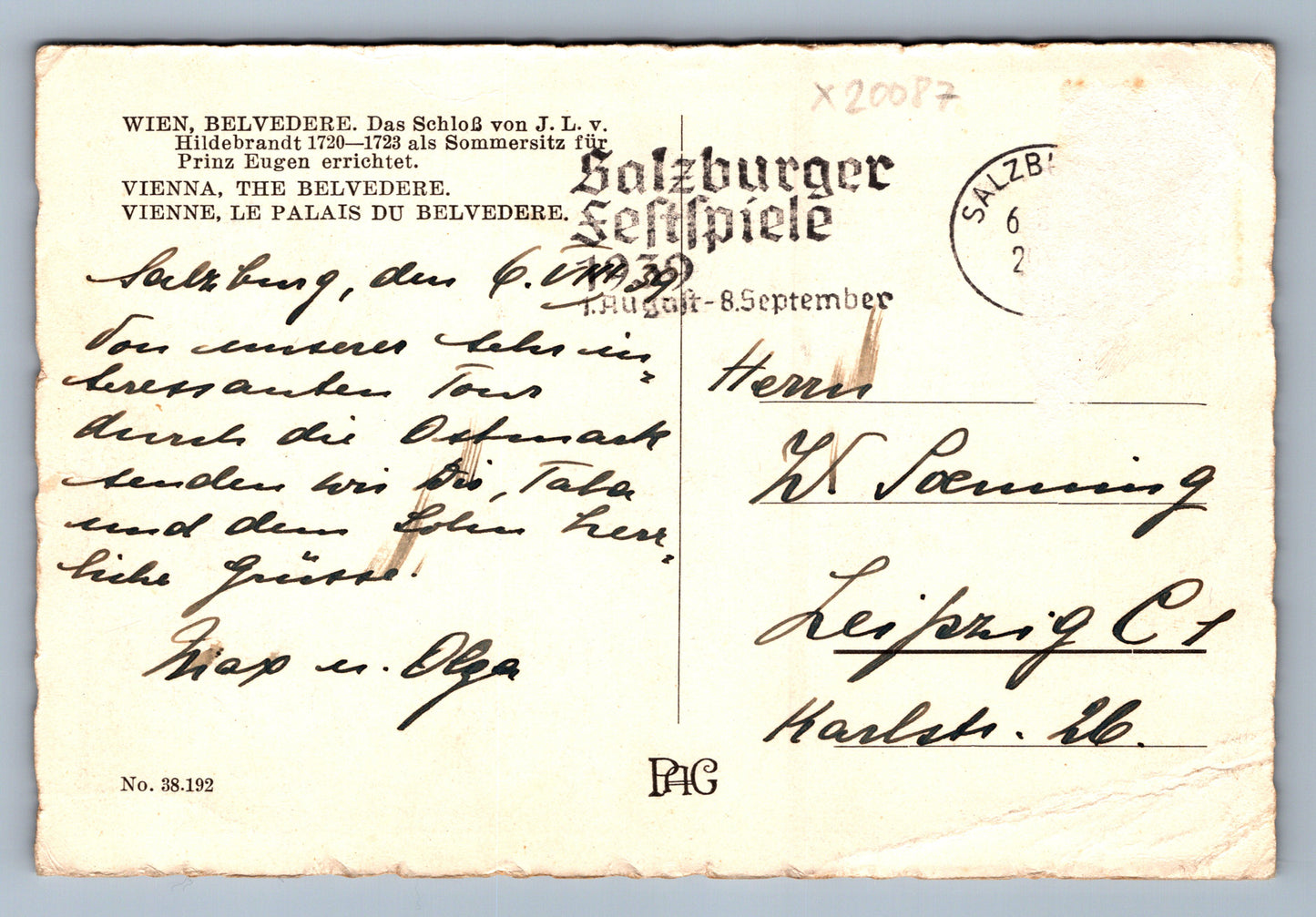 Postcard VIENNA BELVEDERE (x20087)