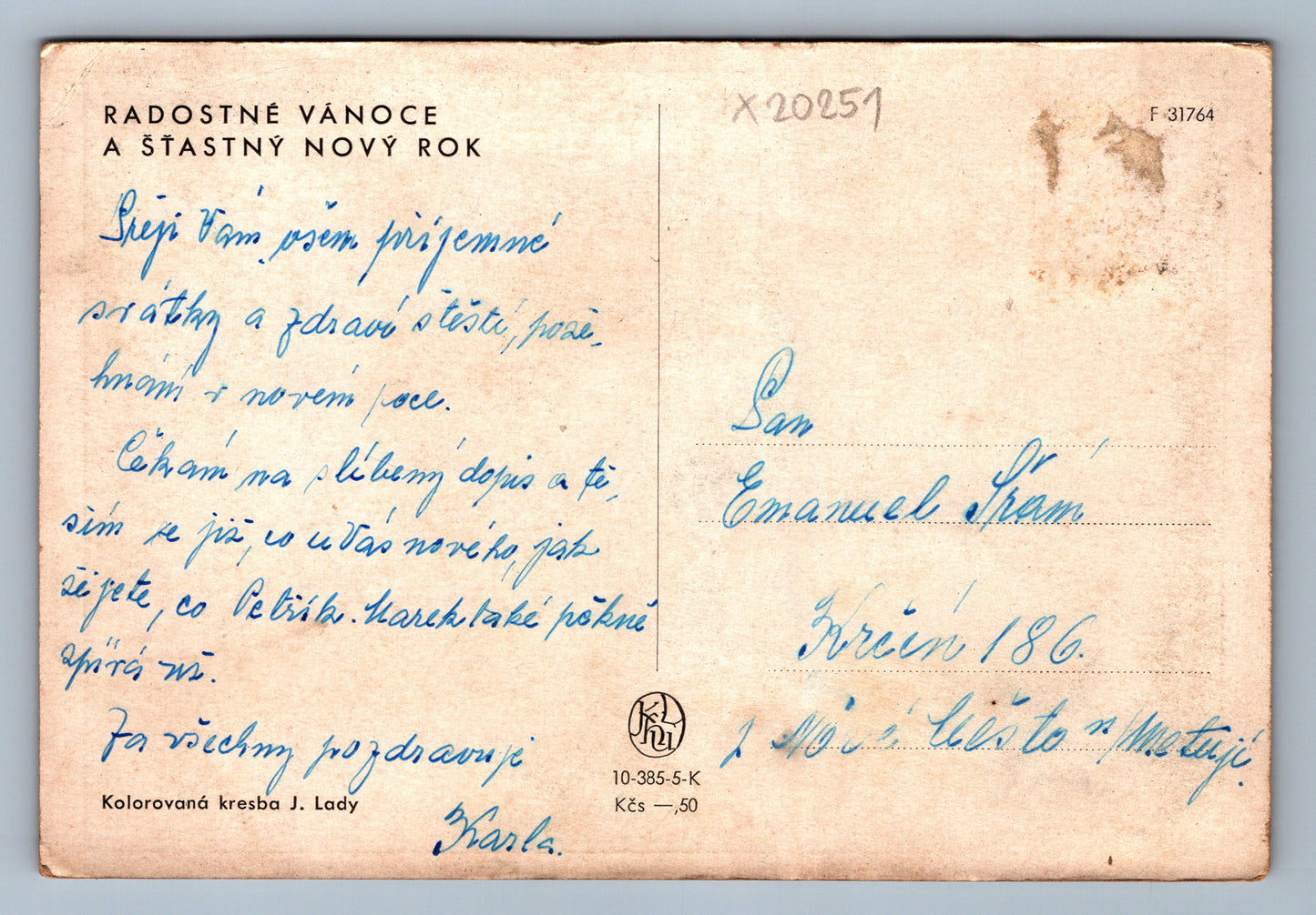 Pohlednice RADOSTNÉ VÁNOCE A ŠŤASTNÝ NOVÝ ROK J. LADA (x20251)