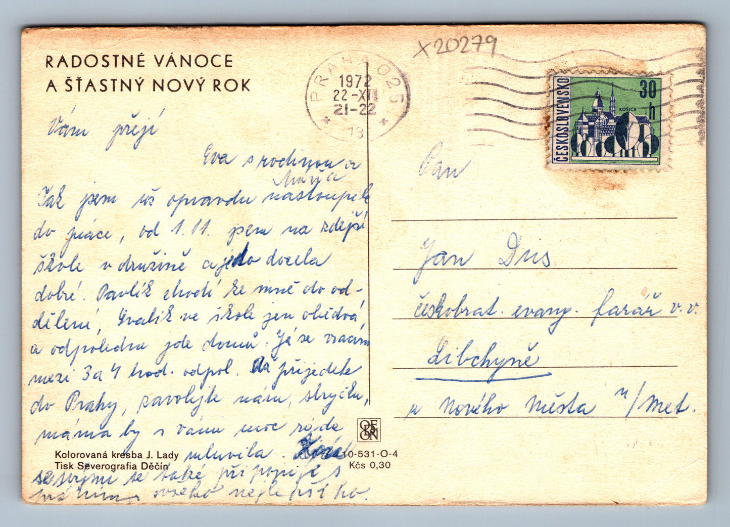 Postcard MERRY CHRISTMAS AND HAPPY NEW YEAR J. LADA (x20279)