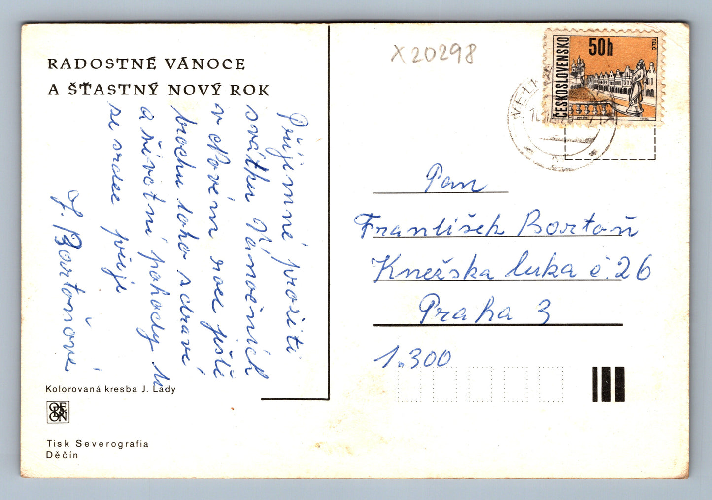 Postcard MERRY CHRISTMAS AND HAPPY NEW YEAR J. LADA (x20298)