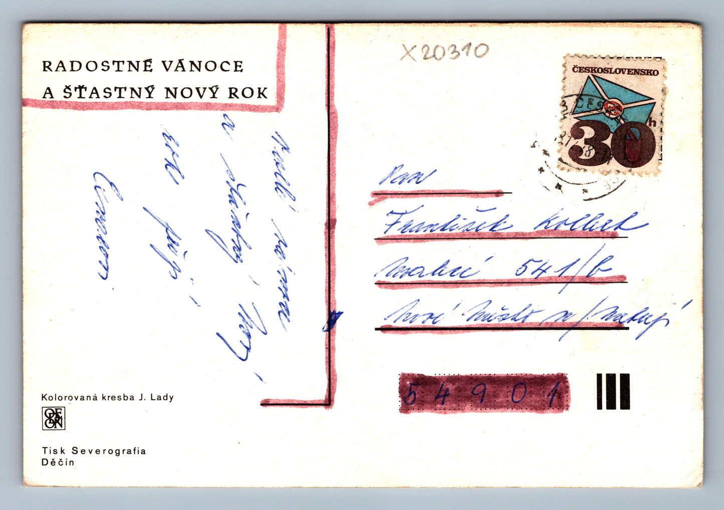 Pohlednice RADOSTNÉ VÁNOCE A ŠŤASTNÝ NOVÝ ROK J. LADA (x20310)