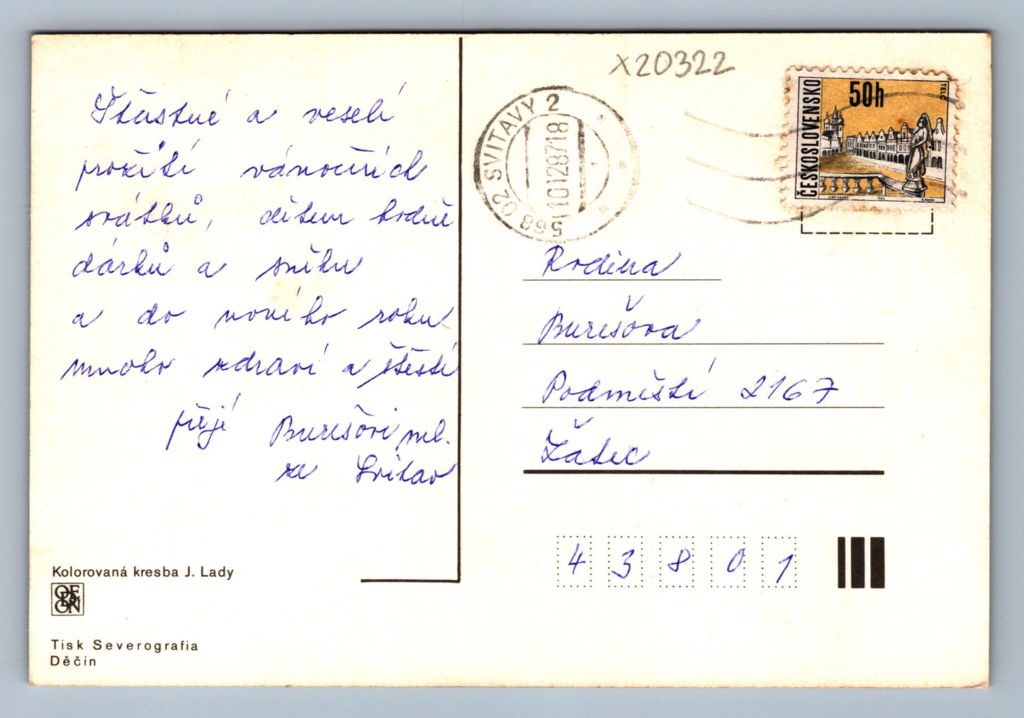 Postcard MERRY CHRISTMAS AND HAPPY NEW YEAR J. LADA (x20322)