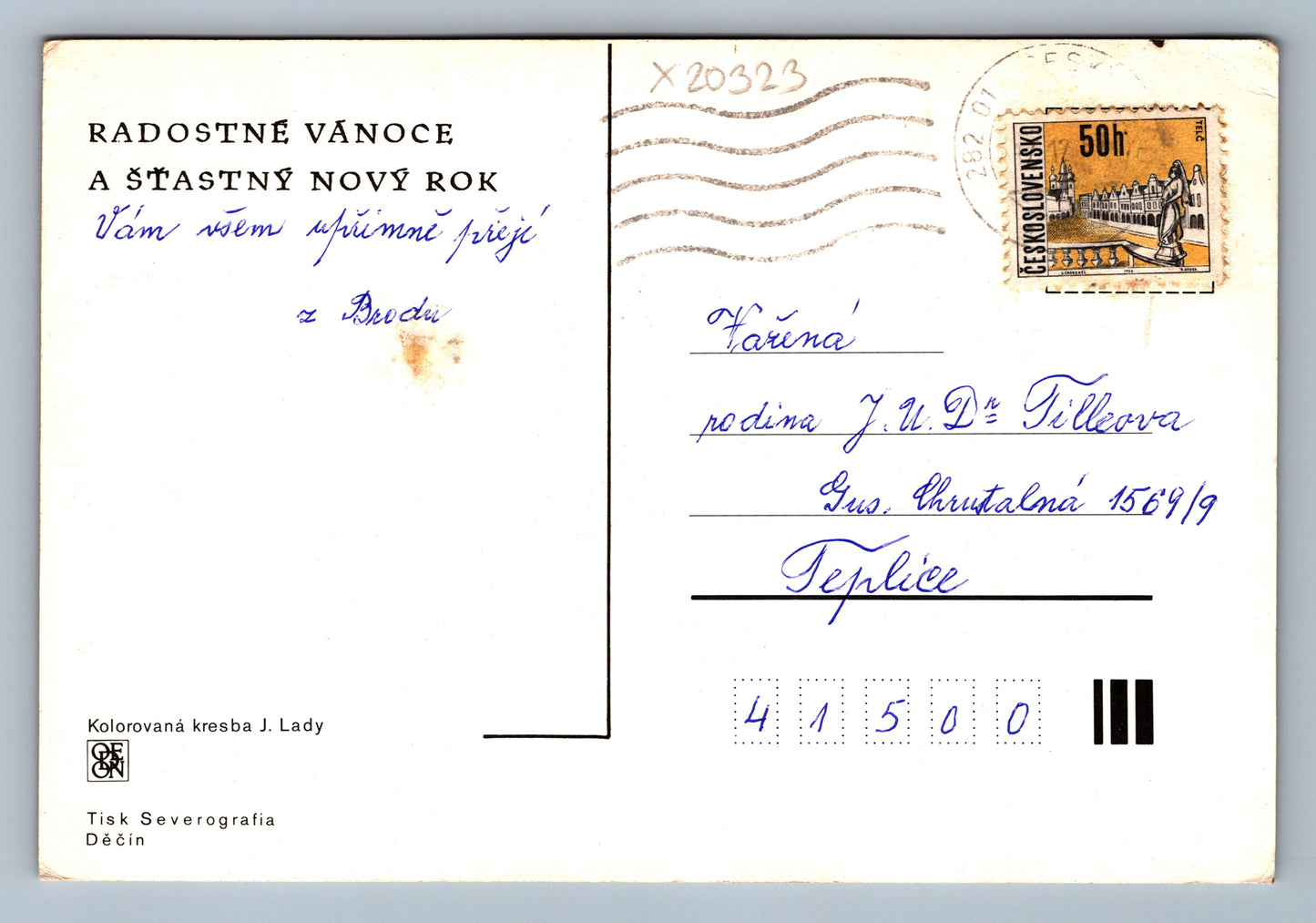 Postcard MERRY CHRISTMAS AND HAPPY NEW YEAR J. LADA (x20323)