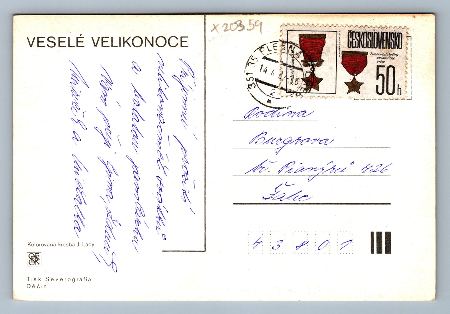 Pohlednice VESELÉ VELIKONOCE (x20359)