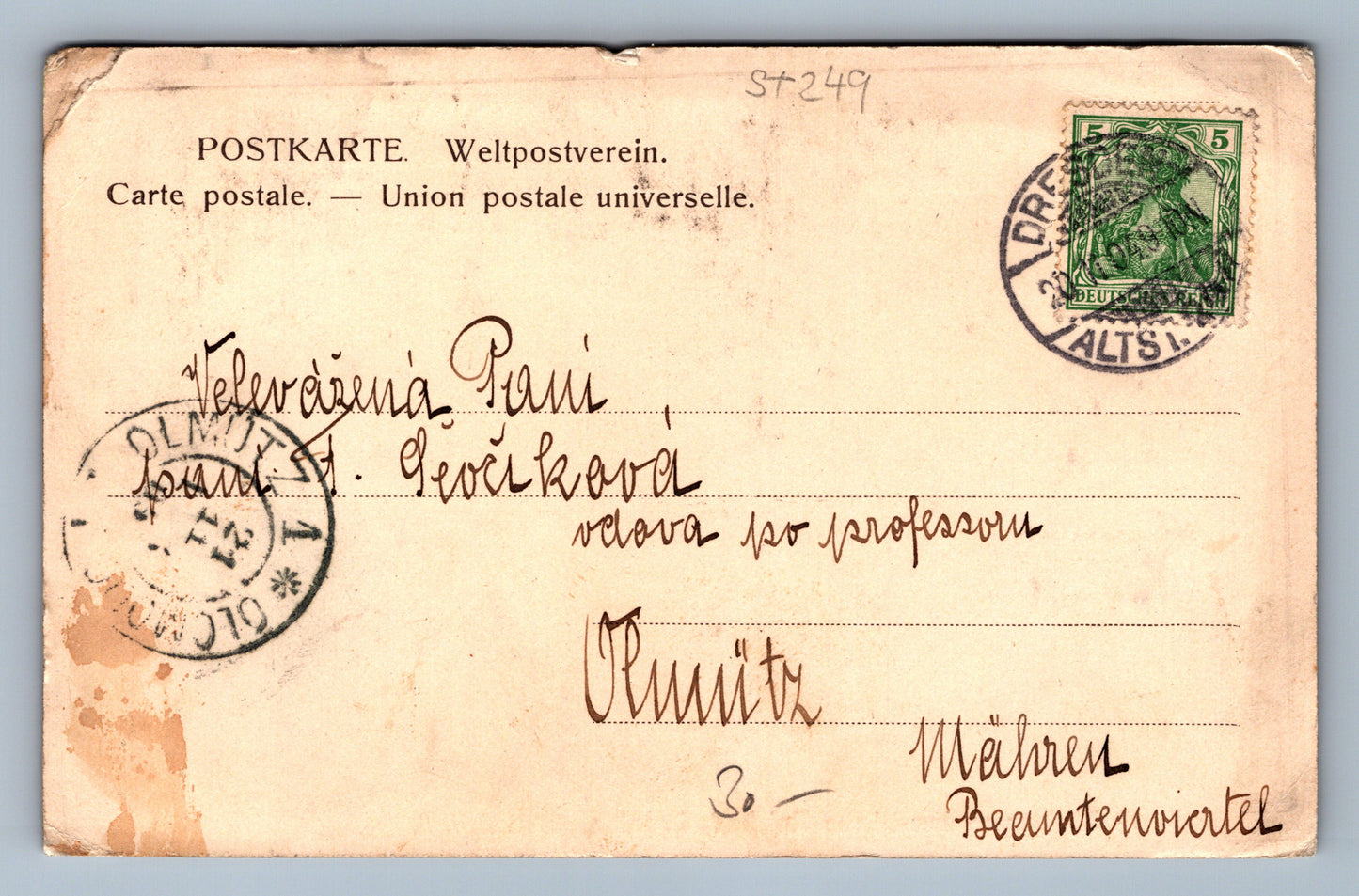 Postcard Töchterpensionat Laue-Reichert Dresden wielandstr 5 (ST249)