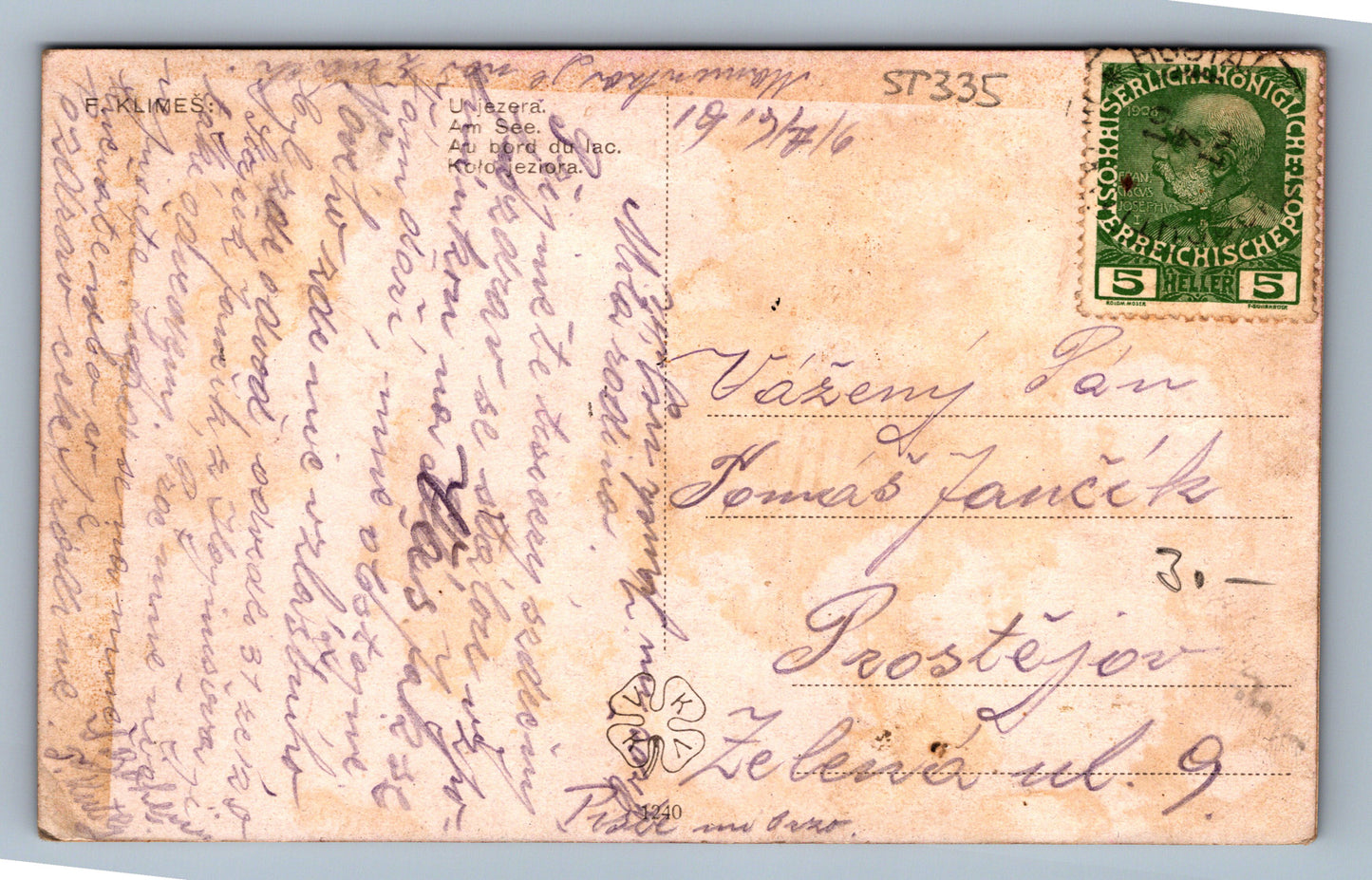 Postcard F KLIMEŠ GIRL (ST335)