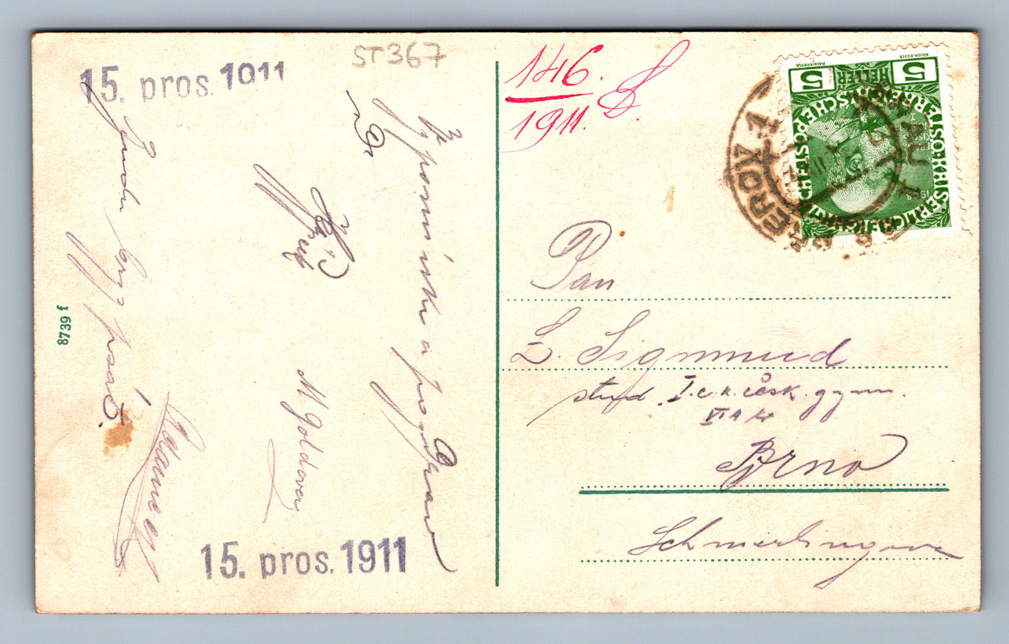 Pohlednice PŘEROV 15 PROS 1911 (ST367)