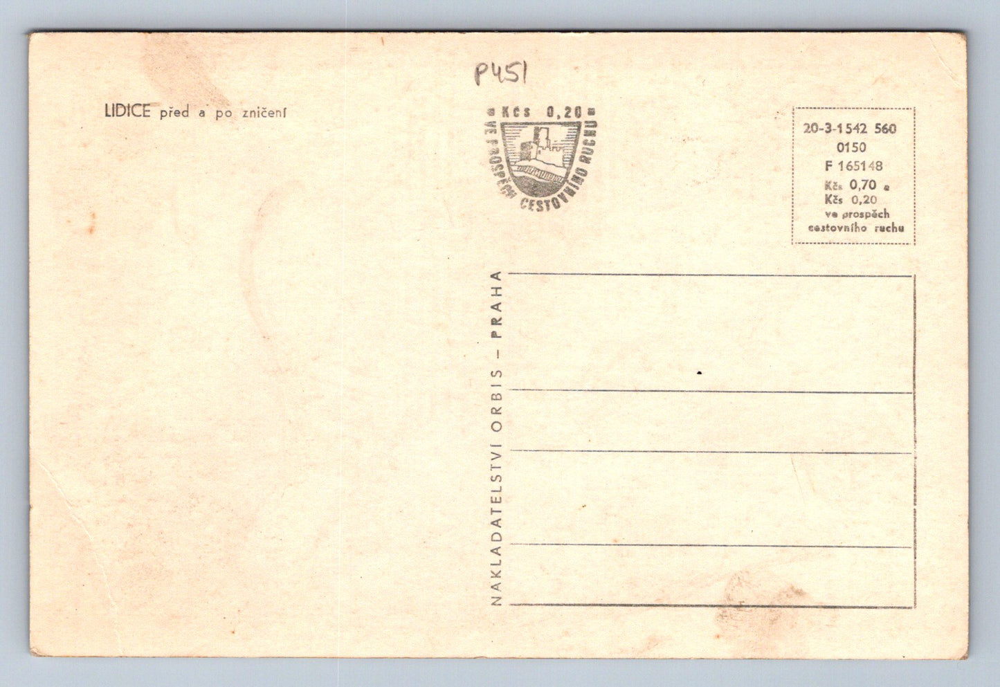 Pohlednice LIDICE - pred a po zničení - koláž (P451)