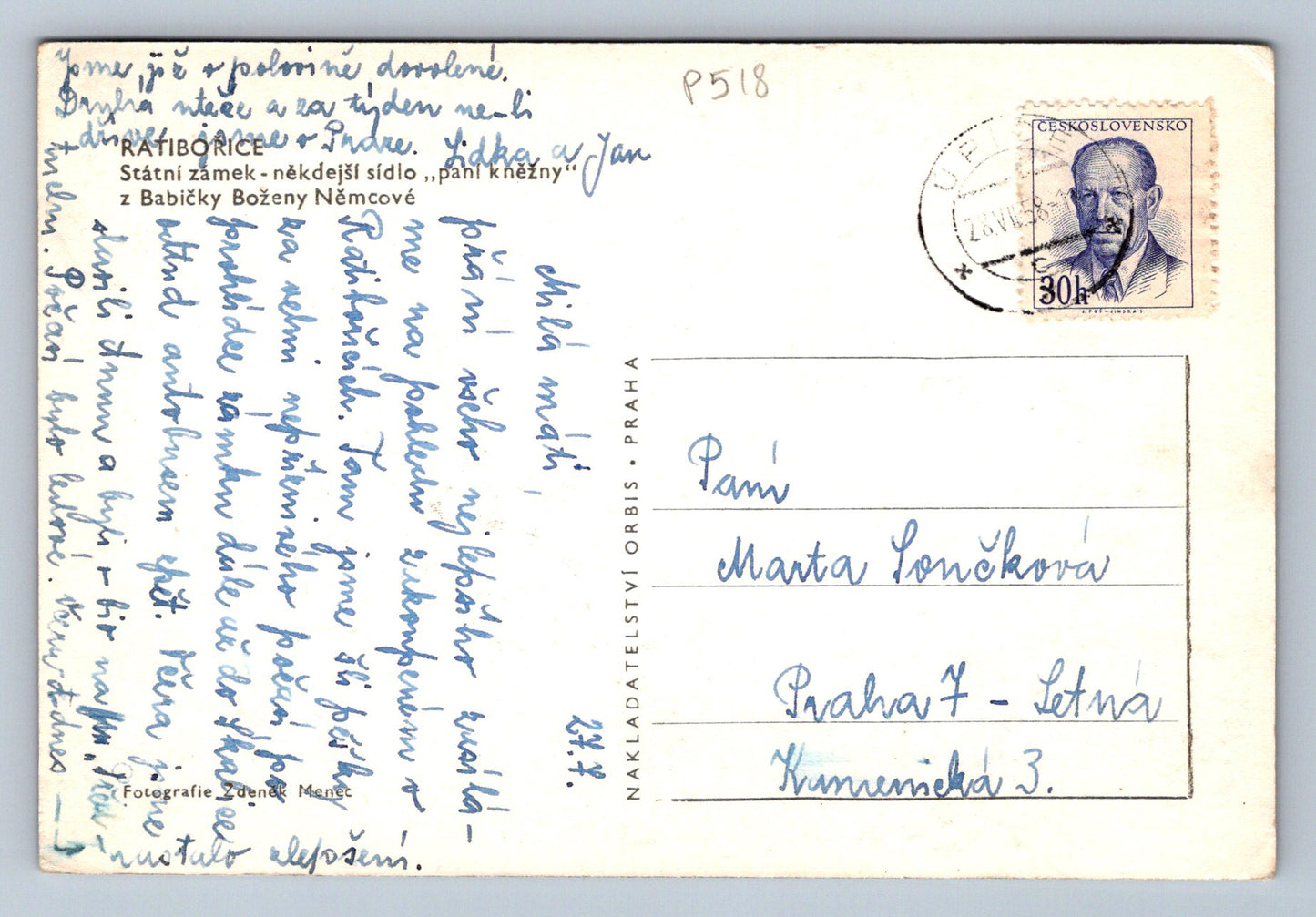Pohlednice RATIBOŘICE - Státní zámek (P518)