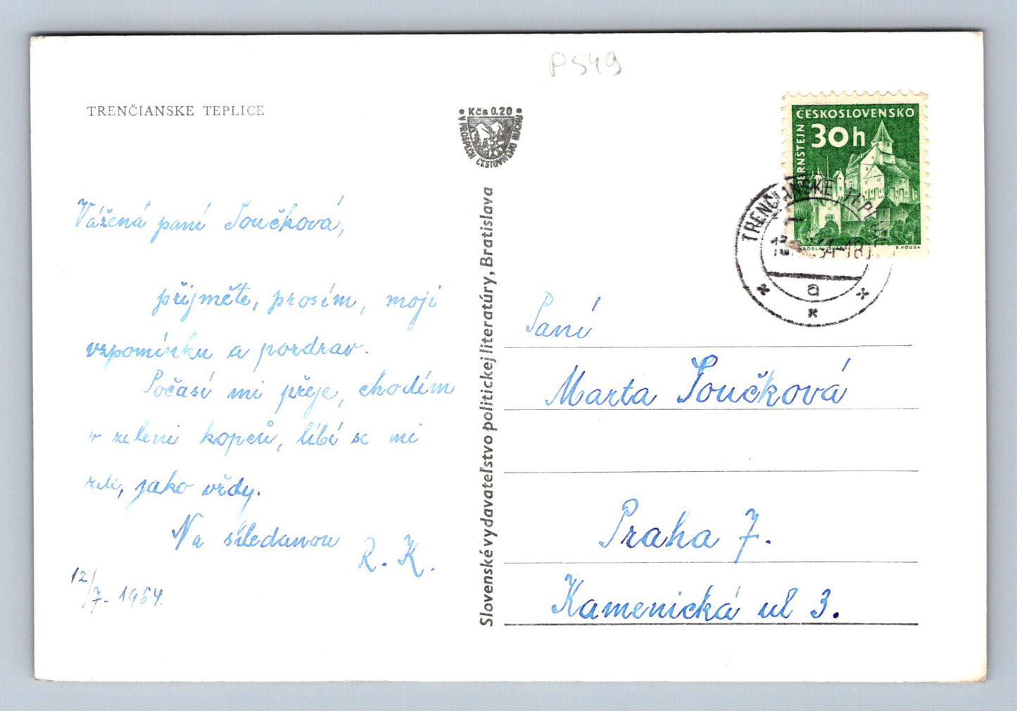 Pohlednice TRENČIANSKE TEPLICE (P549)