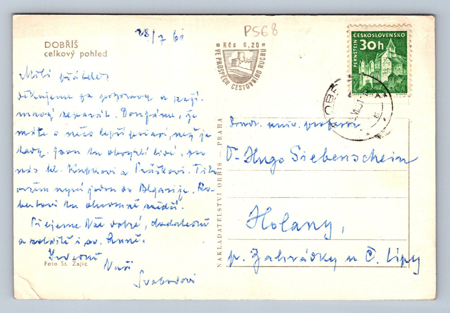 Pohlednice DOBŘÍŠ - Celkový pohled (P568)
