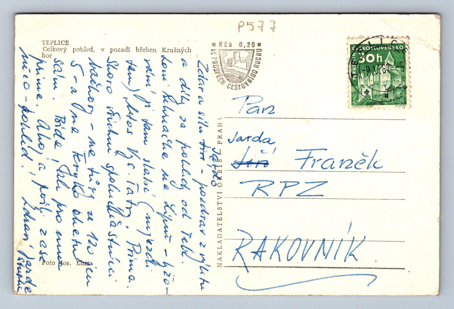 Pohlednice TEPLICE - celkový pohled (P577)
