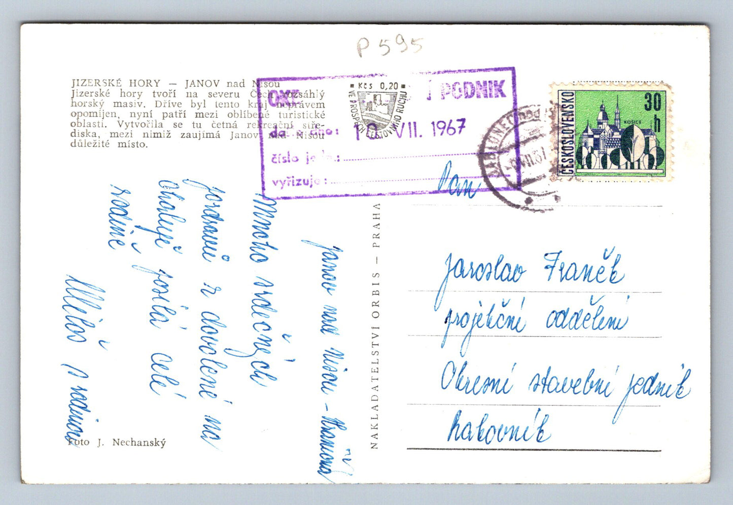 Pohlednice JIZERSKÉ HORY - JANOV nad Nisou (P595)