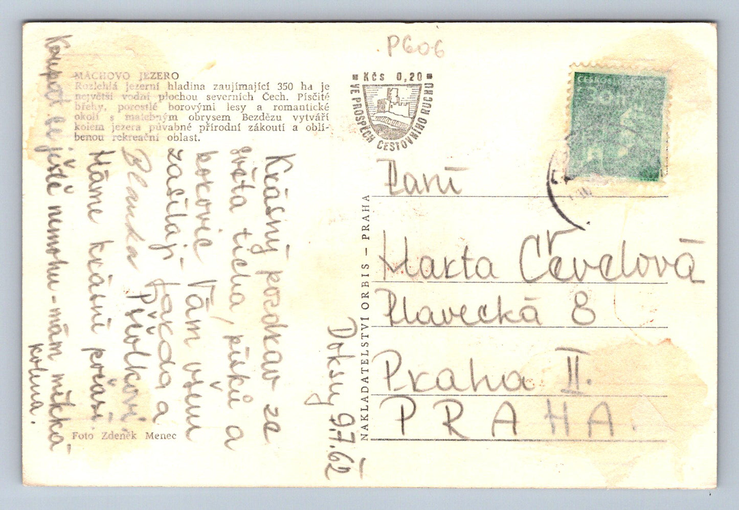 Pohlednice MÁCHOVO JEZERO (P606)