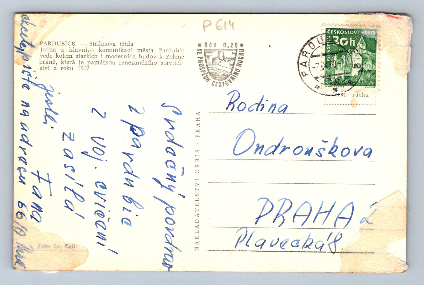 Pohlednice PARDUBICE - Stalinova třída (P614)