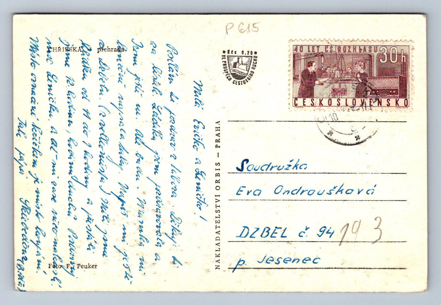 Pohlednice CHŘIBSKÁ - přehrada (P615)