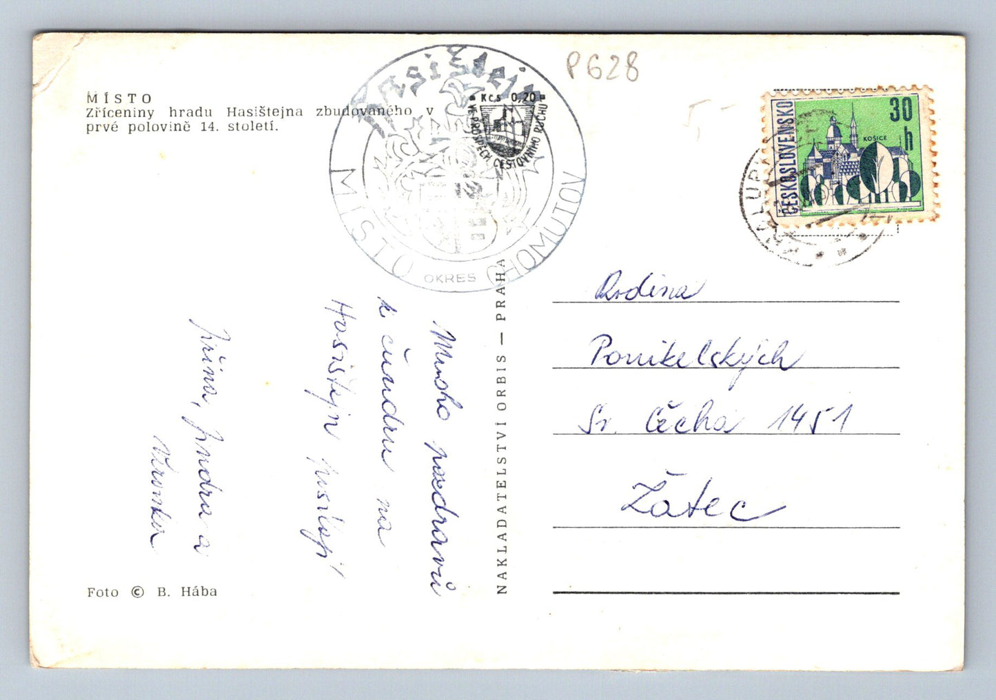 Pohlednice MÍSTO - Zříceniny hradu Hasištejna 14.století (P628)