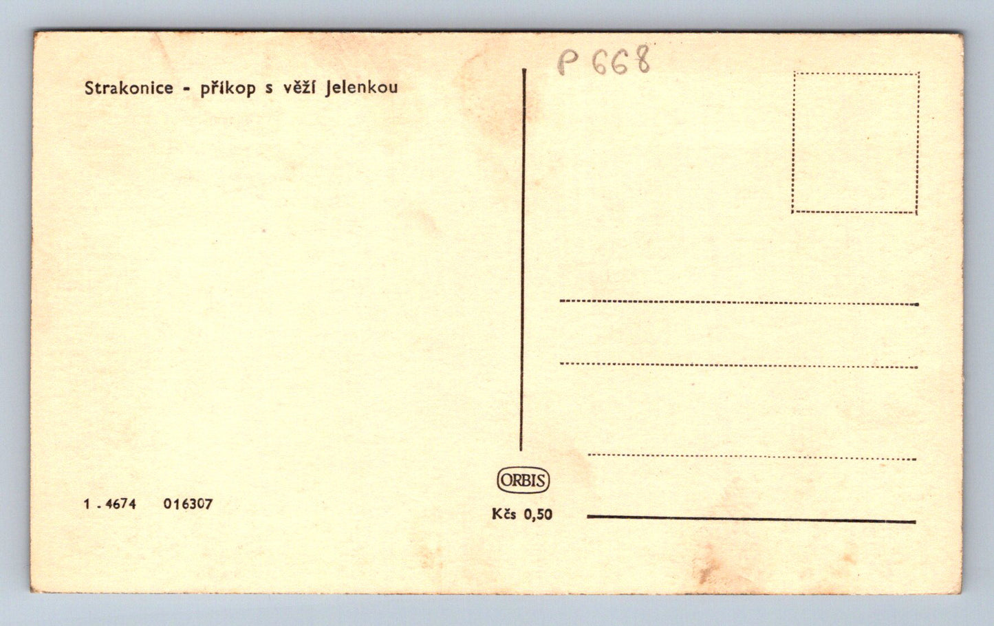 Pohlednice STRAKONICE - příkop s věží Jelenkou (P668)
