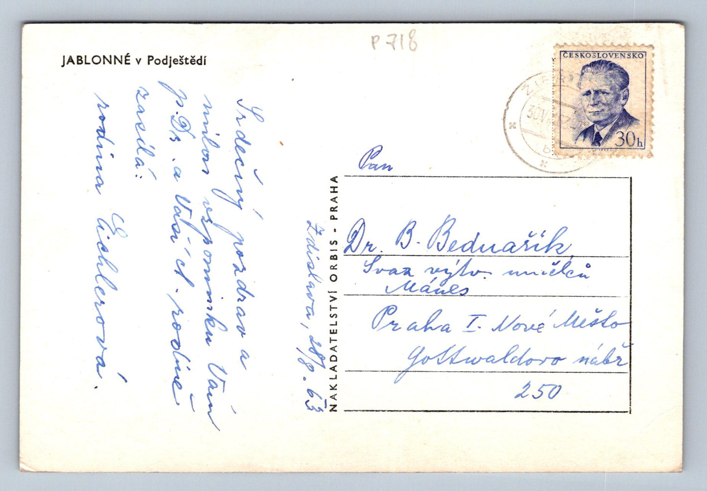 Pohlednice JABLONNÉ v Podještědí (P718)