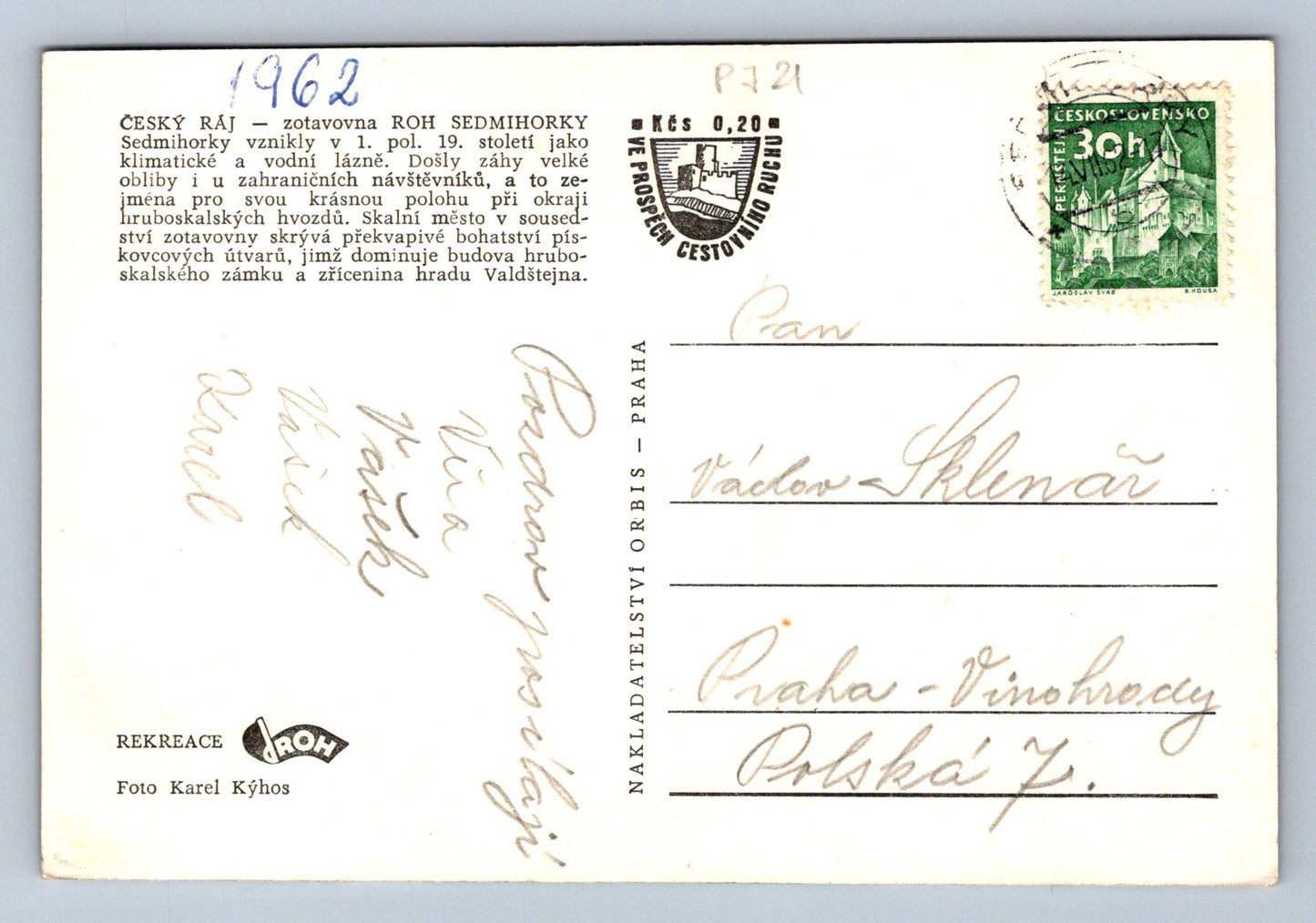 Pohlednice ČESKÝ RÁJ - zotavovna ROH SEDMIHORSKY (P721)