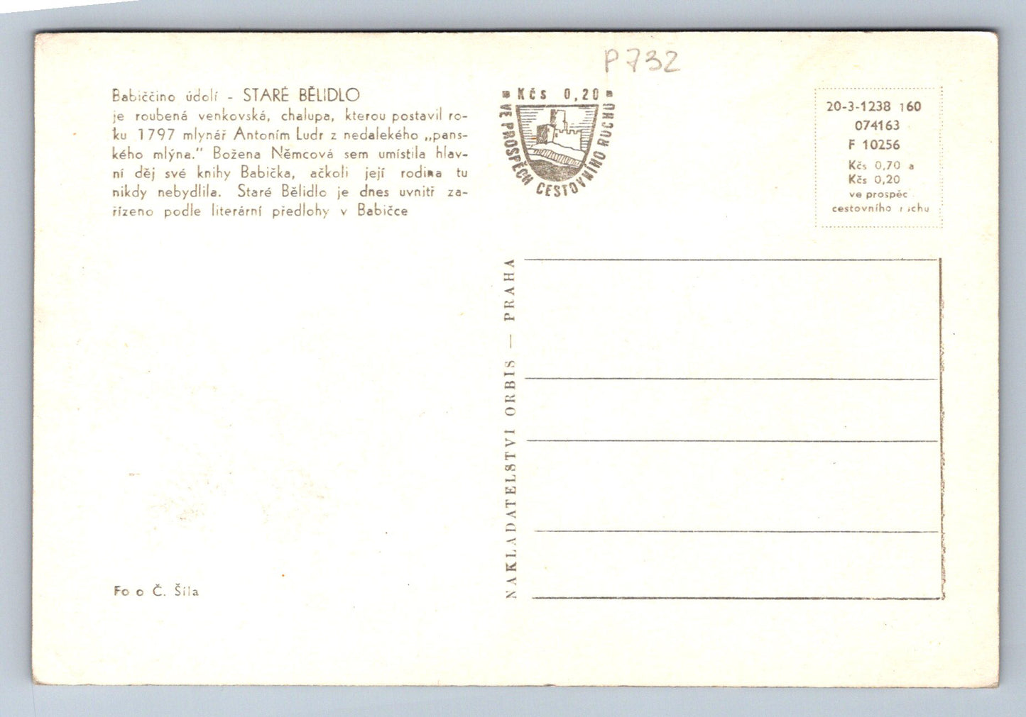 Pohlednice Babiččino údolí - STARÉ BĚLIDLO (P732)